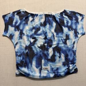 Short Sleeve Tie Dye Cropped Top Girls Sz L Blue Pre-Owned